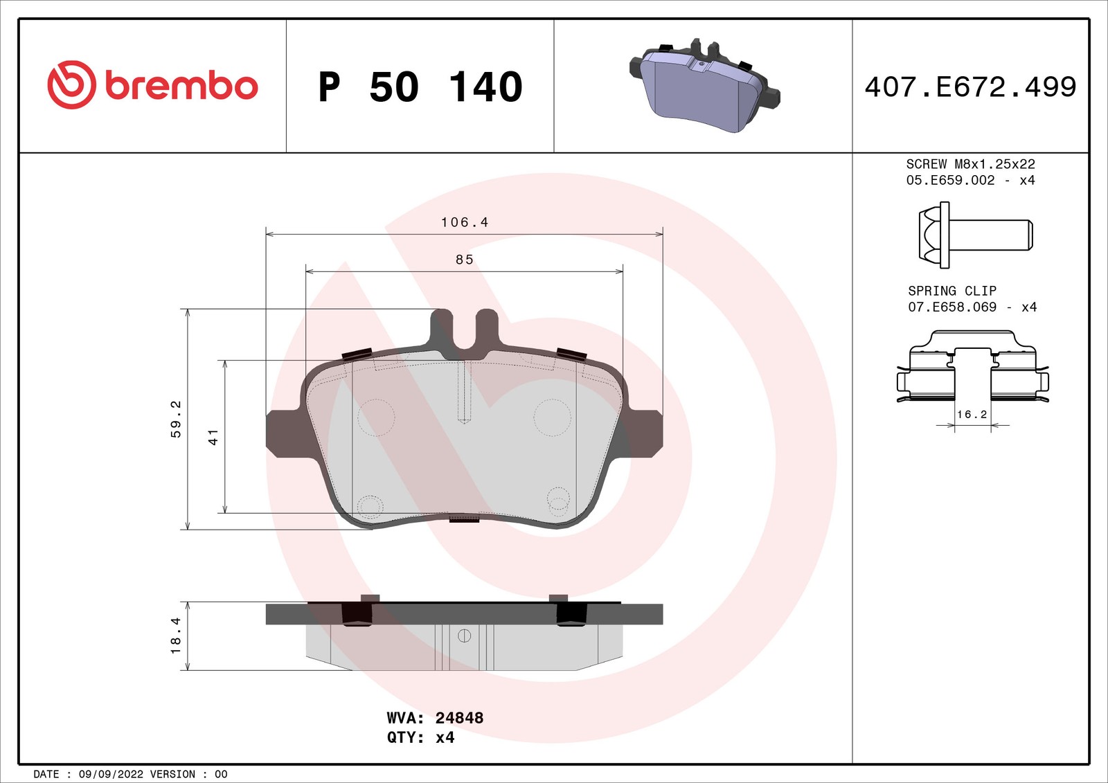 Fits BREMBO P 50 140 HAM PADS. REAR REAR TRW INFINITI/MERCEDES-BENZ/MERCEDES-BE