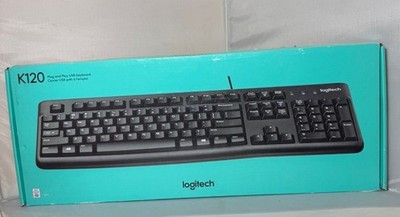 Logitech K120 USB Keyboard Black Quiet Keys Plug & Play