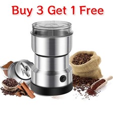 Electric Coffee Bean Grinder Nut Seed Grind Spice Crusher Mill Blender Silver US