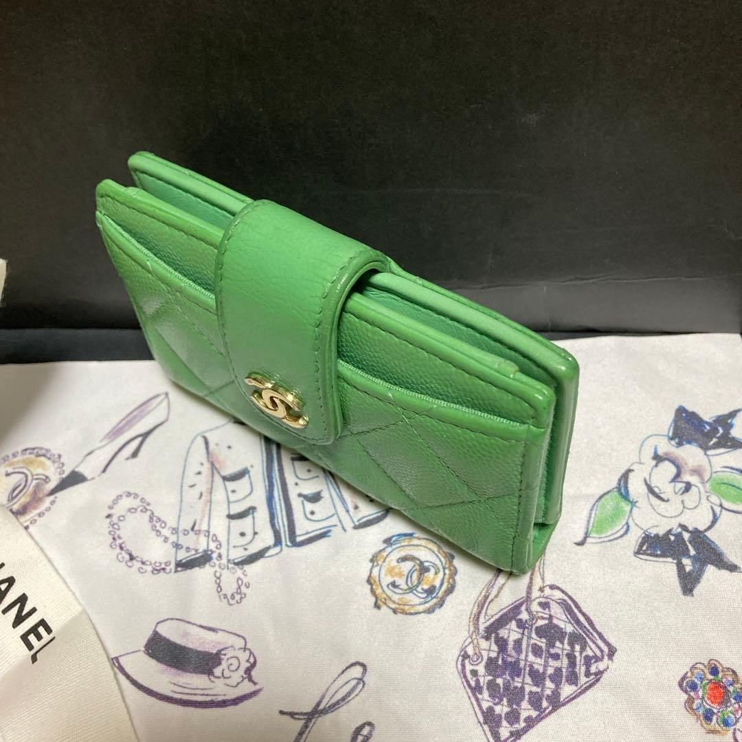 Chanel Green Card Coin Case Classic Line Silver Metal Accessories thumbnail 2