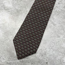 Christian Dior 100 Silk Tie Mens One Size Black Geometric Made In USA Necktie
