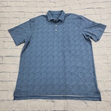 Johnnie O Polo Shirt MENS XL Blue Golf Ball All Over Print Golf Performance