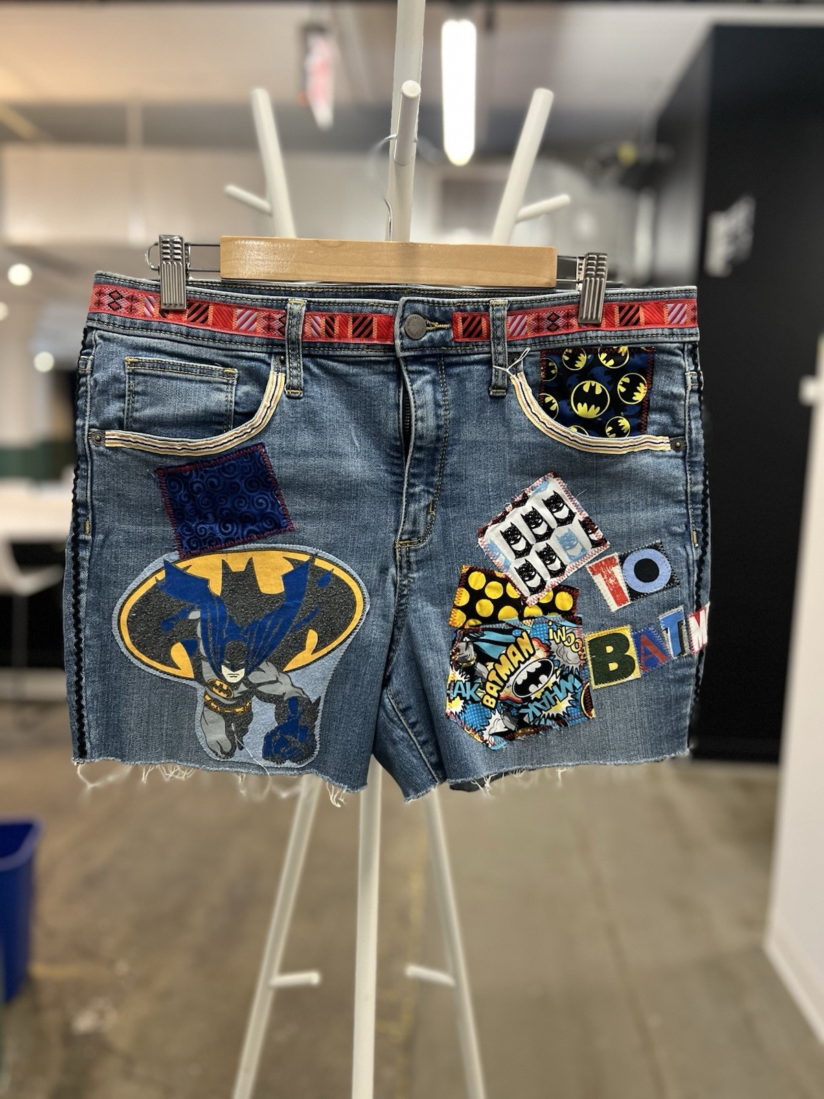 Batman Upcycled Custom Patchwork Collage Shorts 14 - image 1