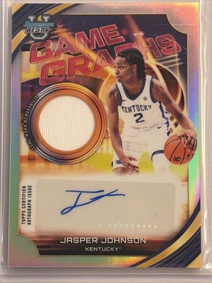Jasper Johnson 2025-26 Bowman's Best Univ Game Worn Graphs Patch AUTO Kentucky