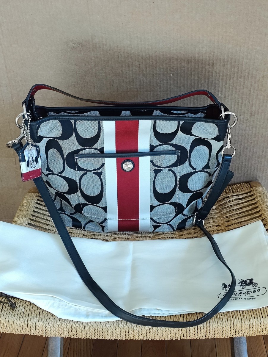K.K.W様 Coach Hamptons Signature Red Stripe Shoulder Bag | eBay