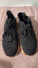Women Adults Low Top Lace-Up Athletic Sneakers Black w/ Multicolor Sole