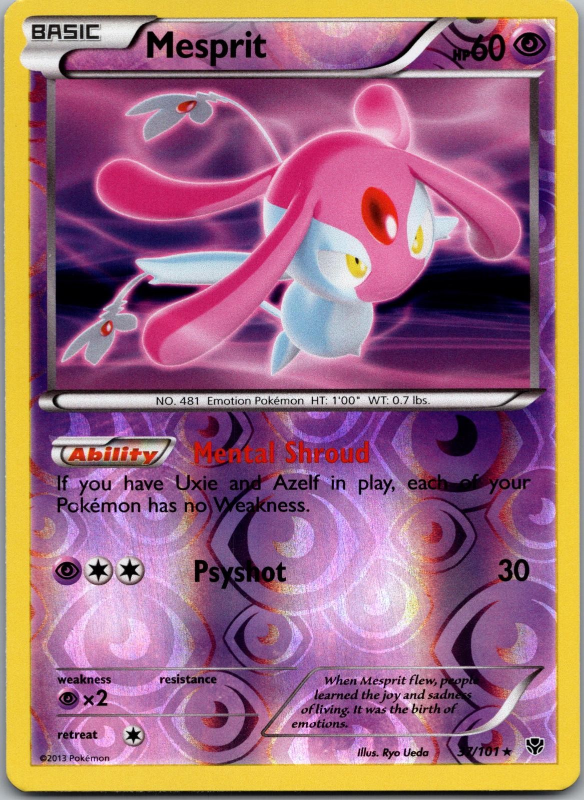 37/101 Mesprit Plasma Blast Rare Pokemon Reverse Holo NM