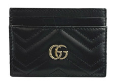 GUCCI GG Marmont Card Case Holder Black Leather 203887 Japan Used Authentic