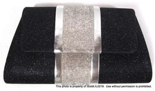 NEW NINA BLACK BLUE SPARKLE EVENING BAG w/ CRYSTALS Clutch or Shoulder Bag