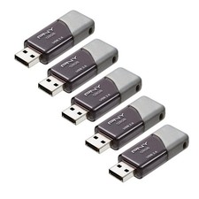 PNY 128GB Turbo Attach  3 USB 3.0 Flash Drive 5-Pack   Grey, P-FD128X