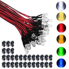 Gtiwung 60Pcs 5Mm Pre-Wired High Brightness Bullet-Shaped Leds For 12V, 6 Color_