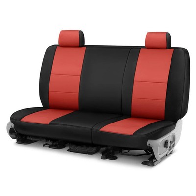 Coverking Premium Leatherette 2nd Row Black & Red Custom Seat Covers