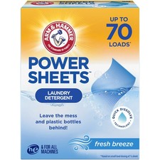 ARM & HAMMER Power Sheets Laundry Detergent Fresh Breeze Scent 35 Count, 70 Load