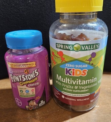Zero Sugar Kids Multivitamin Gummies 180 Count & Flintstones Gummies Complete 70