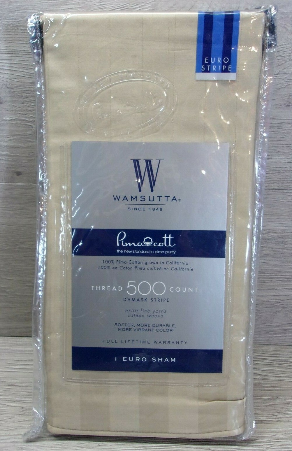 New Wamsutta Damask Stripe Collection Euro Sham 500 TC Taupe eBay