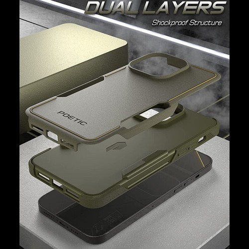 iPhone 14 Pro Hülle Dual Layer Slim Stoßfest Schutzhülle Militär Grün