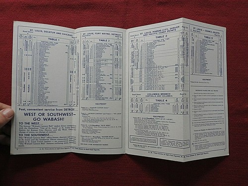 1961 WASHBASH RAILROAD RAILWAY COMPANY TIMETABLE SCHEDULE TRAIN BROCHURE NICE - Picture 2 of 3
