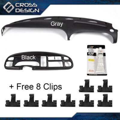 Dash Bezel & Dashboard Cover Overlay W/clips Fit For 98-02 Dodge Ram Pickup ABS