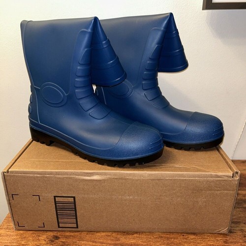 Hisea Herren Gummi Regen Stiefel mit Stahlschaft Wasserdicht Rutschfest Outdoor Arbeit Gr. 12