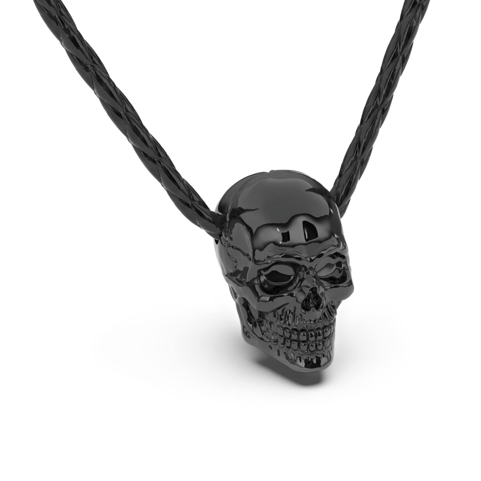 SERASAR, Collar de Cuero para Hombre "Skull" con Colgante de Acero Inoxidable