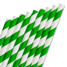🔥 Jumbo Paper Straws Slush Milkshake Smoothie Drinking Straw Stripe 9mm x 200mm
