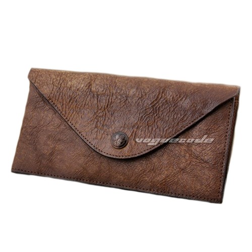 Genuine Leather Long Billfold Ladies Vintage Purse WA19D Wallet Brown Color - Picture 2 of 12