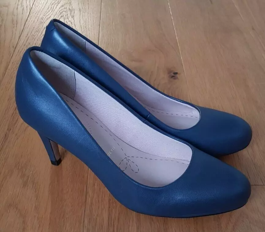 Navy leather heels sale