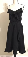 NEW JCREW Drapey ruffle faux-wrap dress Size2 In Black H6240 