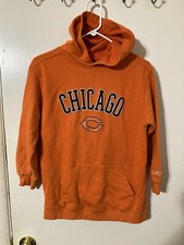 NFL Chicago Bears Football Youth Large 14-16 Orange Reebok Hooded Sweatshirt