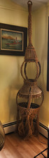 Large Vintage Macrame Plant Hanger Handmade Jute 7' 4". Hippie Boho