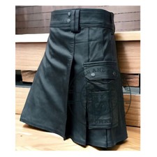 Men's Premium Leather Kilt  Utility Pockets Durable Craftsmanship  Custom Fit