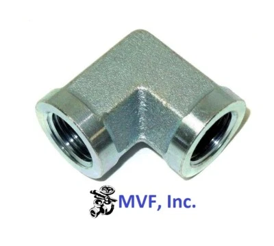 SF 3/8" Female NPT x 3/8" Female NPT 90° Elbow Plated Steel Hydraulic 5504-06-06