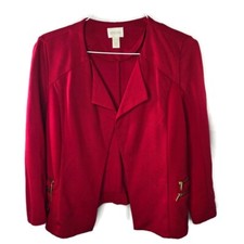 Chico's Red Modern Pieced Ponte Jacket Blazer Size 1 Medium/8