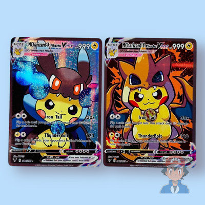 Pikachu MCharizard X + Y Pokemon Cute Cosplay Doujin ACG HOLO Card NM