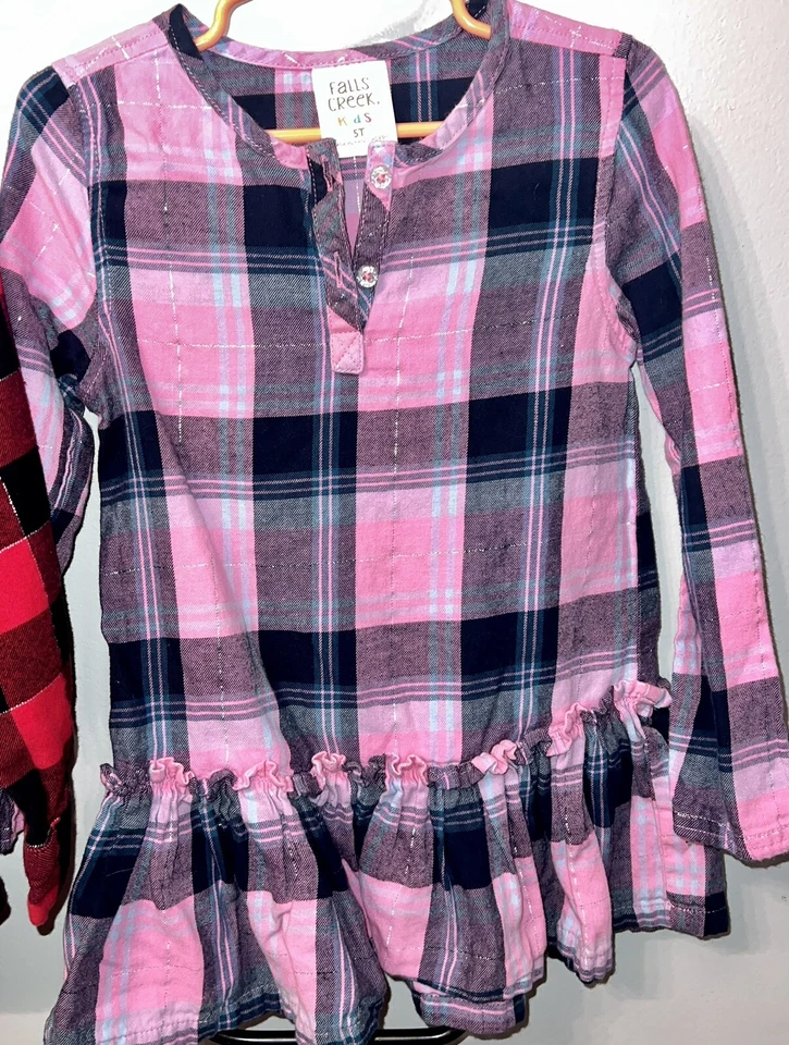 Girls Lot of 2 Jumping Beans & Falls Creek Plaid Top & Tunic-EUC-Size 5/5T - Image 4 of 4