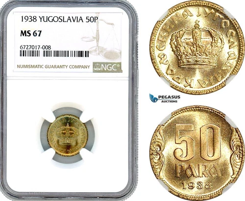 AJ251, Yugoslavia, Peter II, 50 Para 1938, NGC MS67