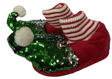 Underonesky Slippers Holiday "Elf Shoes"  Sequins Plush Youth Small 1-3  32.5-35