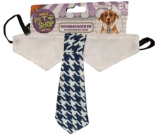 Funny HOUNDS TOOTH NECKTIE & WHITE COLLAR Clown or Large Dog Costume Short Tie