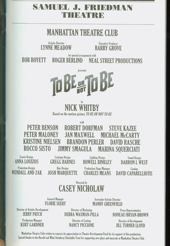 Playbill + To Be Or Not To Be + Steve Kazee, Jan Maxwell, Kristine Nielsen - Picture 2 of 5