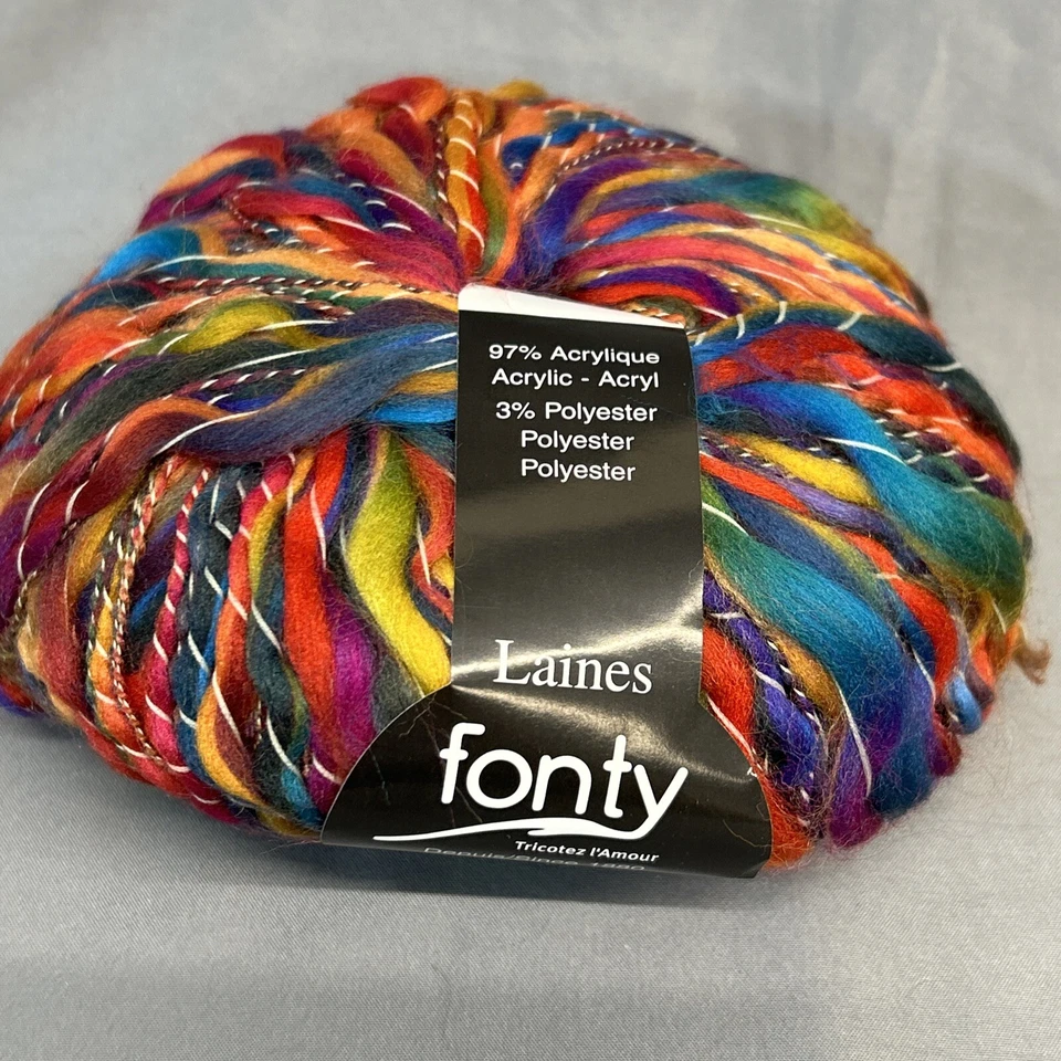 Laines Fonty Yarn Ball Skein Multi Colored Acrylic 100 Grams Color #423 France - Image 2 of 4