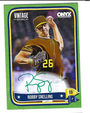 ROBBY SNELLING 2024 ONYX VINTAGE BASEBALL ON CARD AUTO GREEN /50