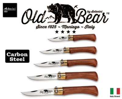 Antonini Knives Old Bear Carbon Steel Walnut Handle With Brass Safety Ring