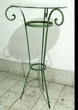 Tavolino Alto in ferro pieno forgiato e battuto a mano con vetro tondo