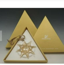 SWAROVSKI 2009 ANNUAL SCS STAR GOLD SNOWFLAKE CHRISTMAS ORNAMENT NIB #1026761