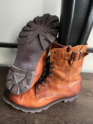 John Fluevog Angelic Sole Brown Leather Boots Men display picture 1