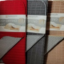 3 Homestyle Reversible Dish Drying Mat Absorbent Fast Drying 1 ea Gray Red Beige