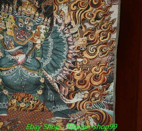 Pintura Tangka Thangka de 35,6"" tela tibetana budismo de seda Mahakala deidad iracunda - Imagen 5 de 8