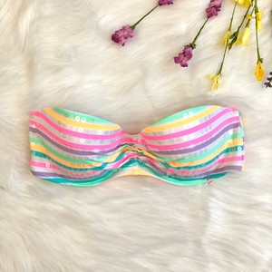 rainbow striped bandeau bikini