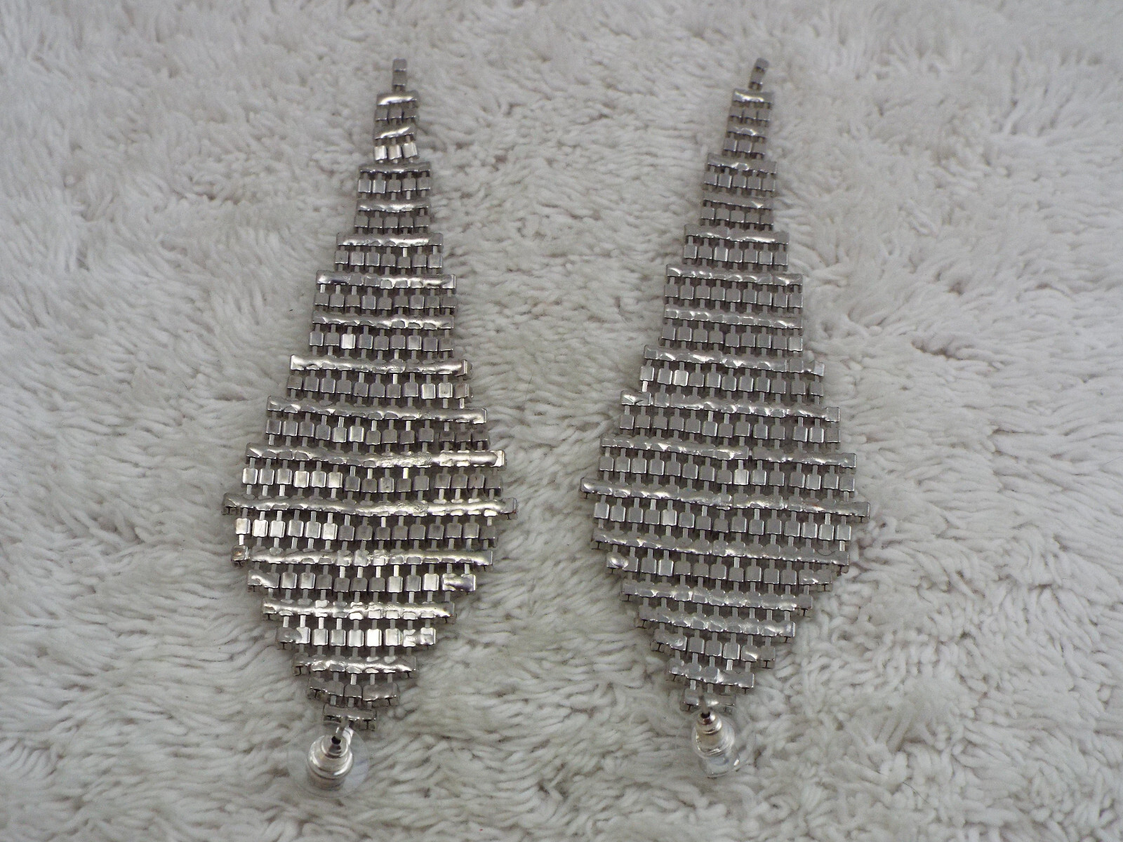 Silvertone Rhinestone Statement Runway Drip Pierc… - image 2