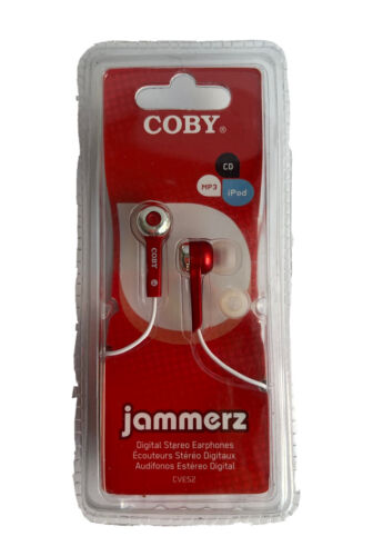 Écouteurs stéréo numériques rouges Coby Jammerz CVE52 - Photo 1 sur 2